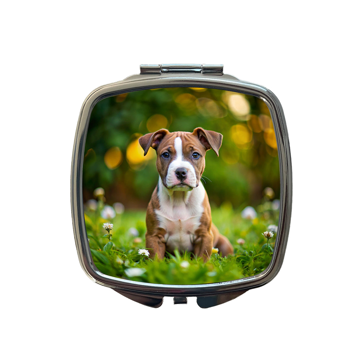 American Staffordshire Terrier Dog Puppy Photo Small Travel Purse Handbag Pocket Makeup Compact Mirror