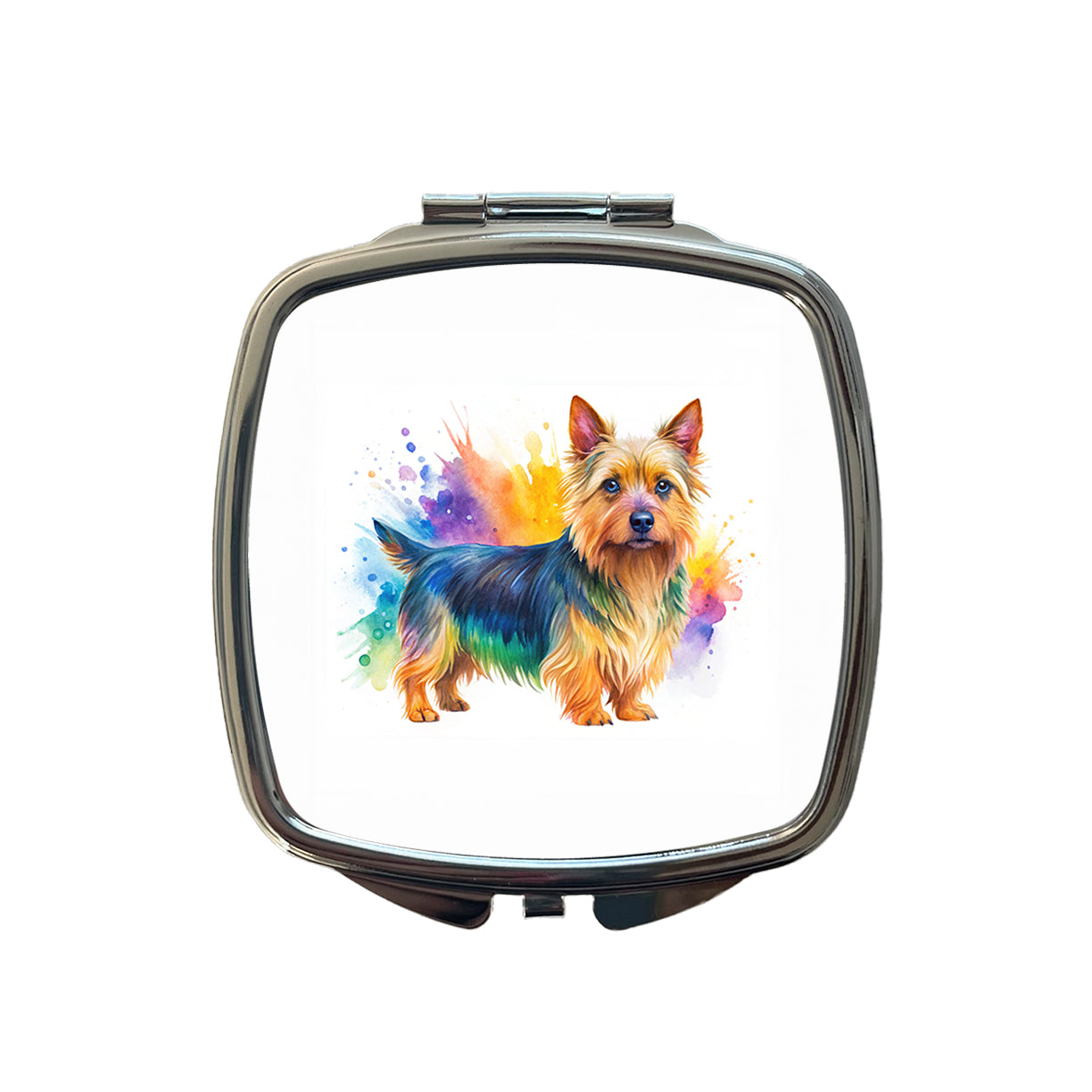 Australian Terrier Dog Watercolor Style Small Travel Purse Handbag Pocket Makeup Compact Mirror