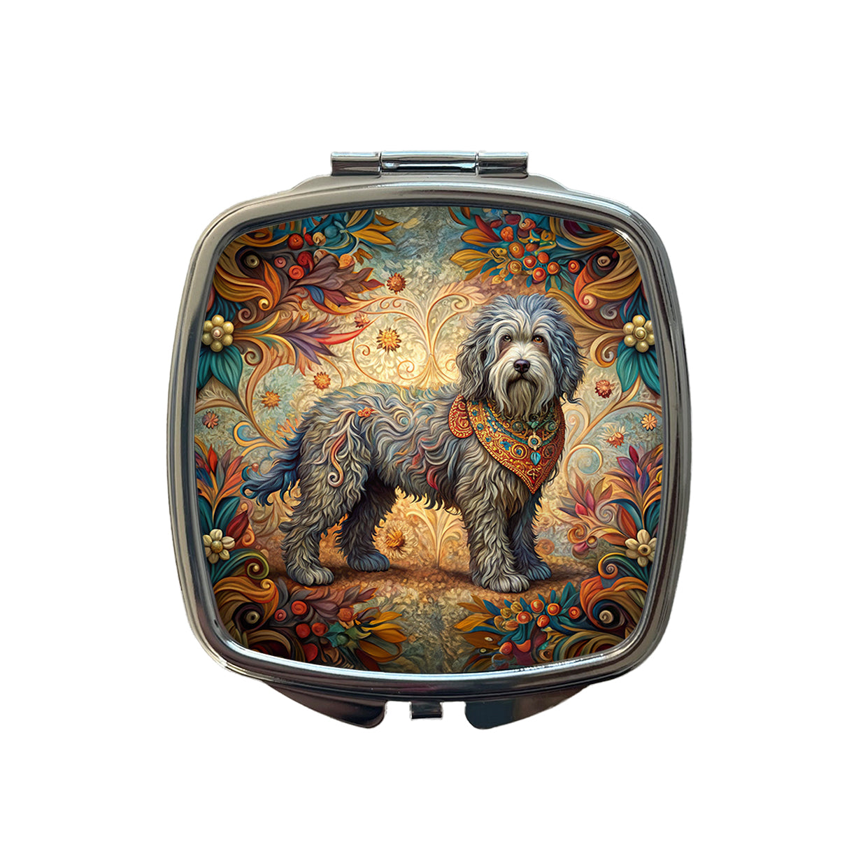 Barbet Dog Art Nouveau Small Travel Purse Handbag Pocket Makeup Compact Mirror