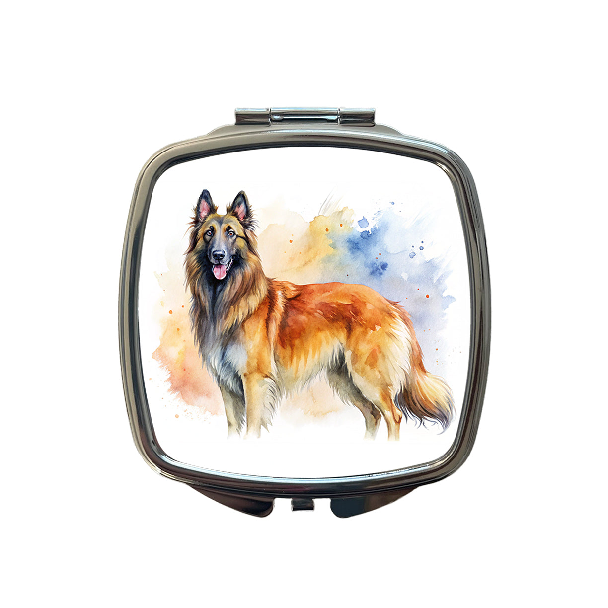 Belgian Tervuren Dog Watercolor Style Small Travel Purse Handbag Pocket Makeup Compact Mirror