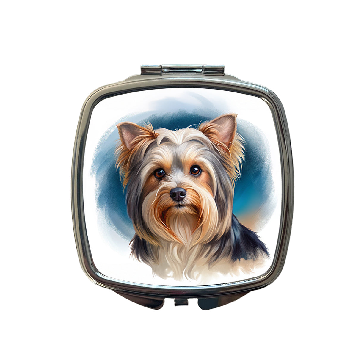 Biewer Terrier Dog Illustration Small Travel Purse Handbag Pocket Makeup Compact Mirror