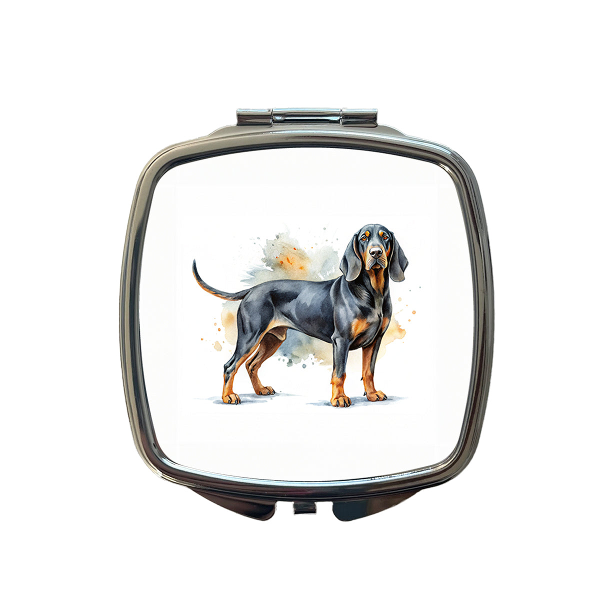 Black And Tan Coonhound Dog Watercolor Style Small Travel Purse Handbag Pocket Makeup Compact Mirror