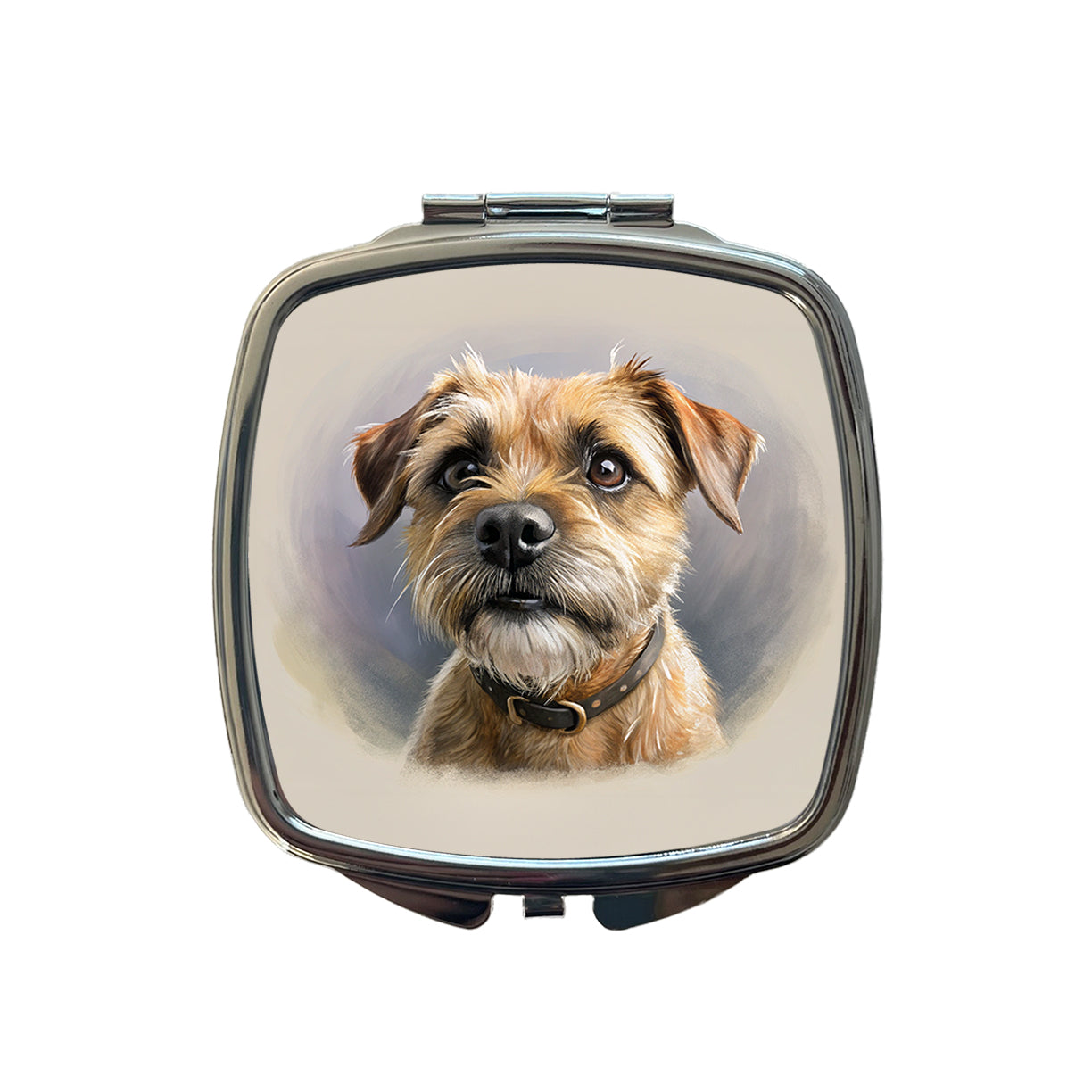 Border Terrier Dog Illustration Small Travel Purse Handbag Pocket Makeup Compact Mirror