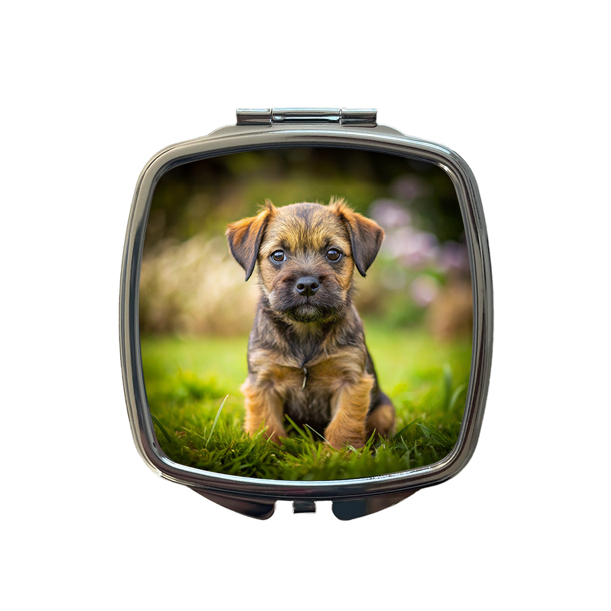 Border Terrier Dog Puppy Photo Small Travel Purse Handbag Pocket Makeup Compact Mirror
