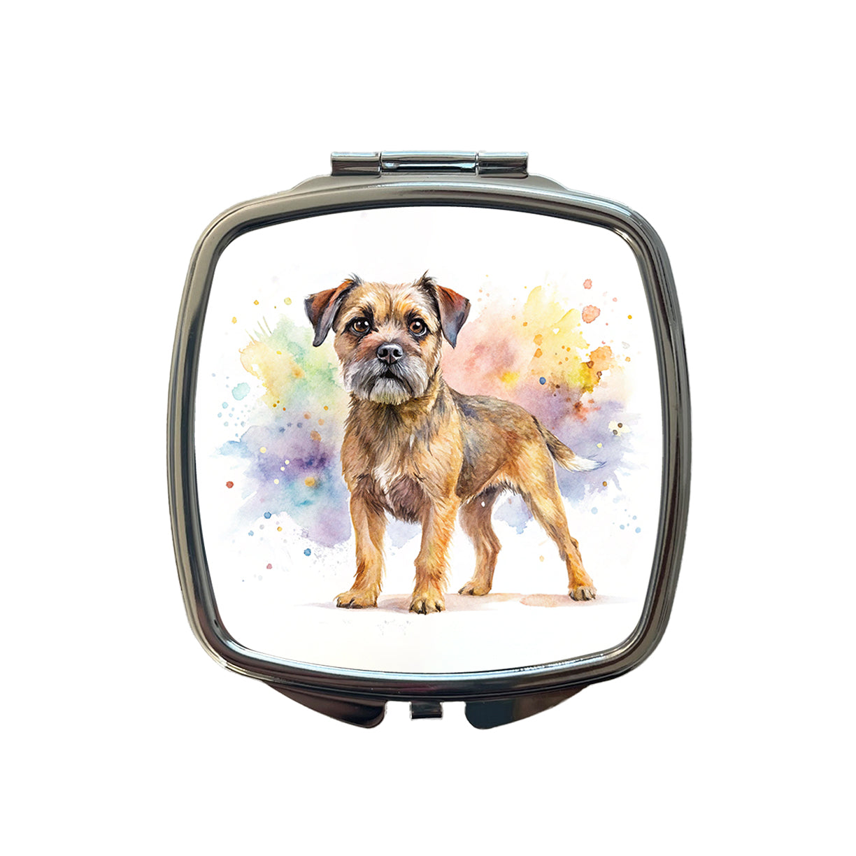 Border Terrier Dog Watercolor Style Small Travel Purse Handbag Pocket Makeup Compact Mirror