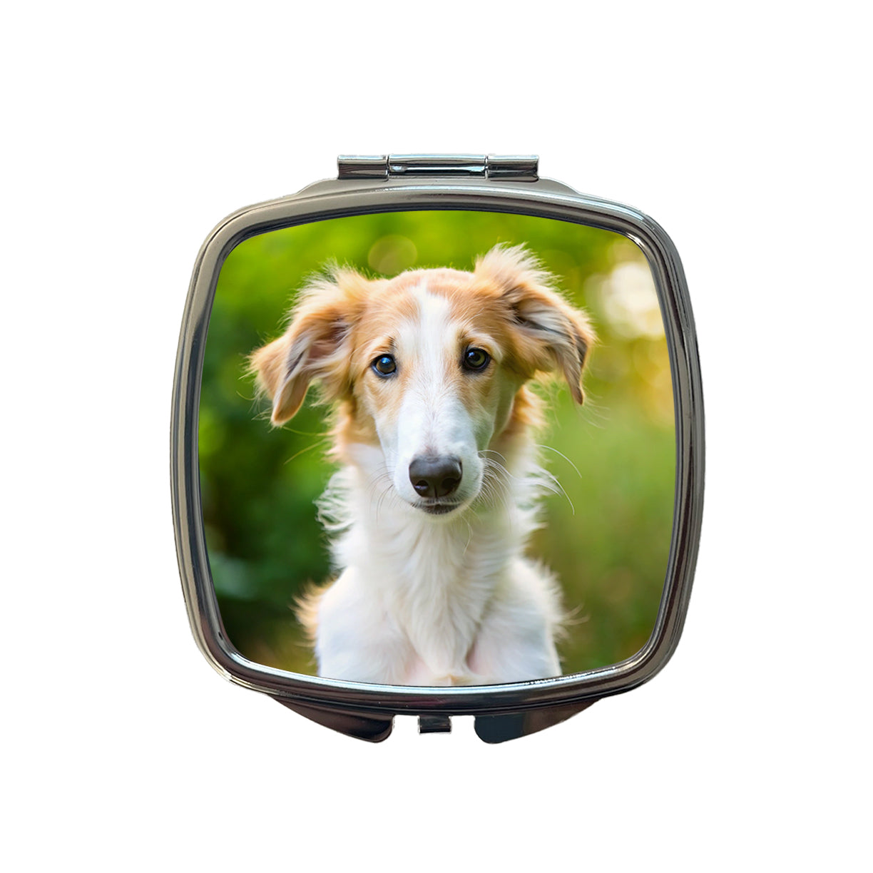 Borzoi Dog Puppy Photo Small Travel Purse Handbag Pocket Makeup Compact Mirror
