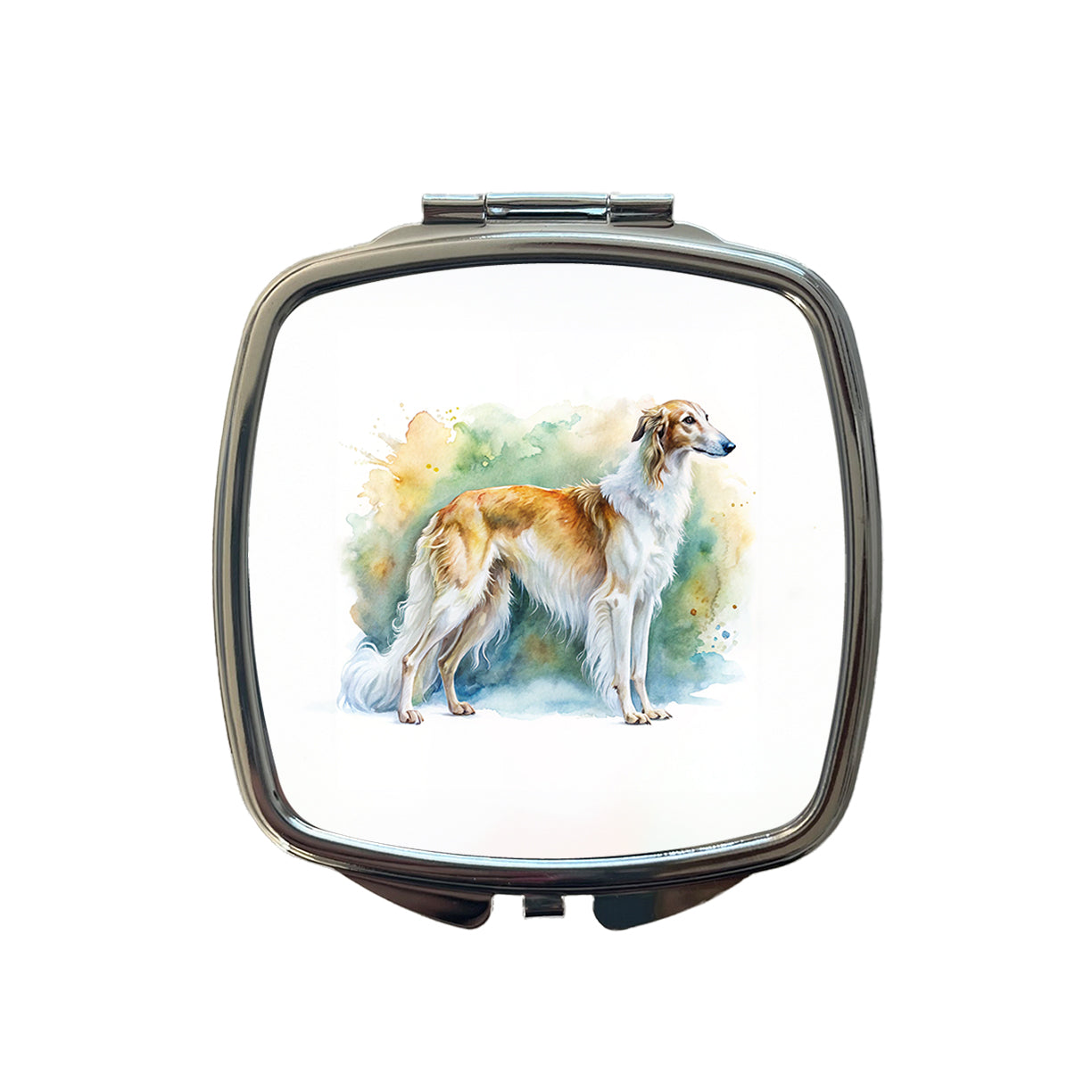 Borzoi Dog Watercolor Style Small Travel Purse Handbag Pocket Makeup Compact Mirror