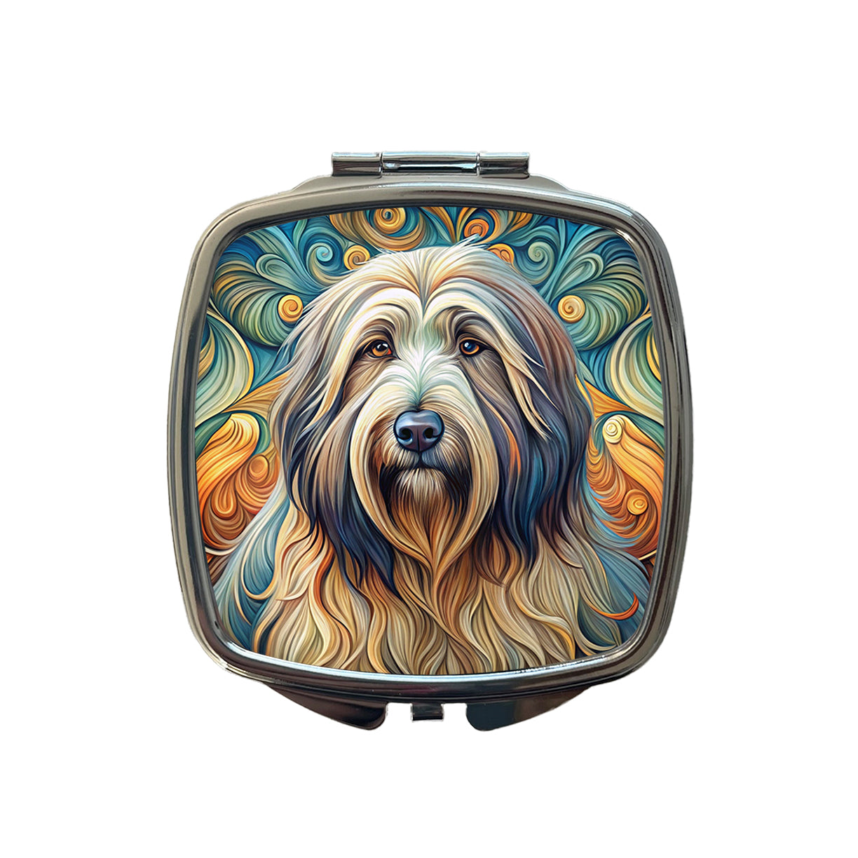 Briard Dog Art Nouveau Small Travel Purse Handbag Pocket Makeup Compact Mirror