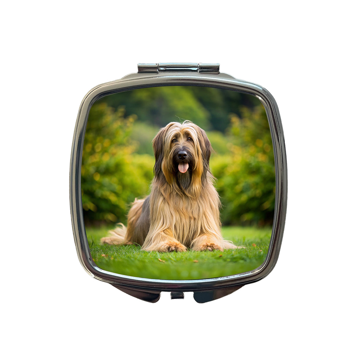 Briard Dog Photo Small Travel Purse Handbag Pocket Makeup Compact Mirror