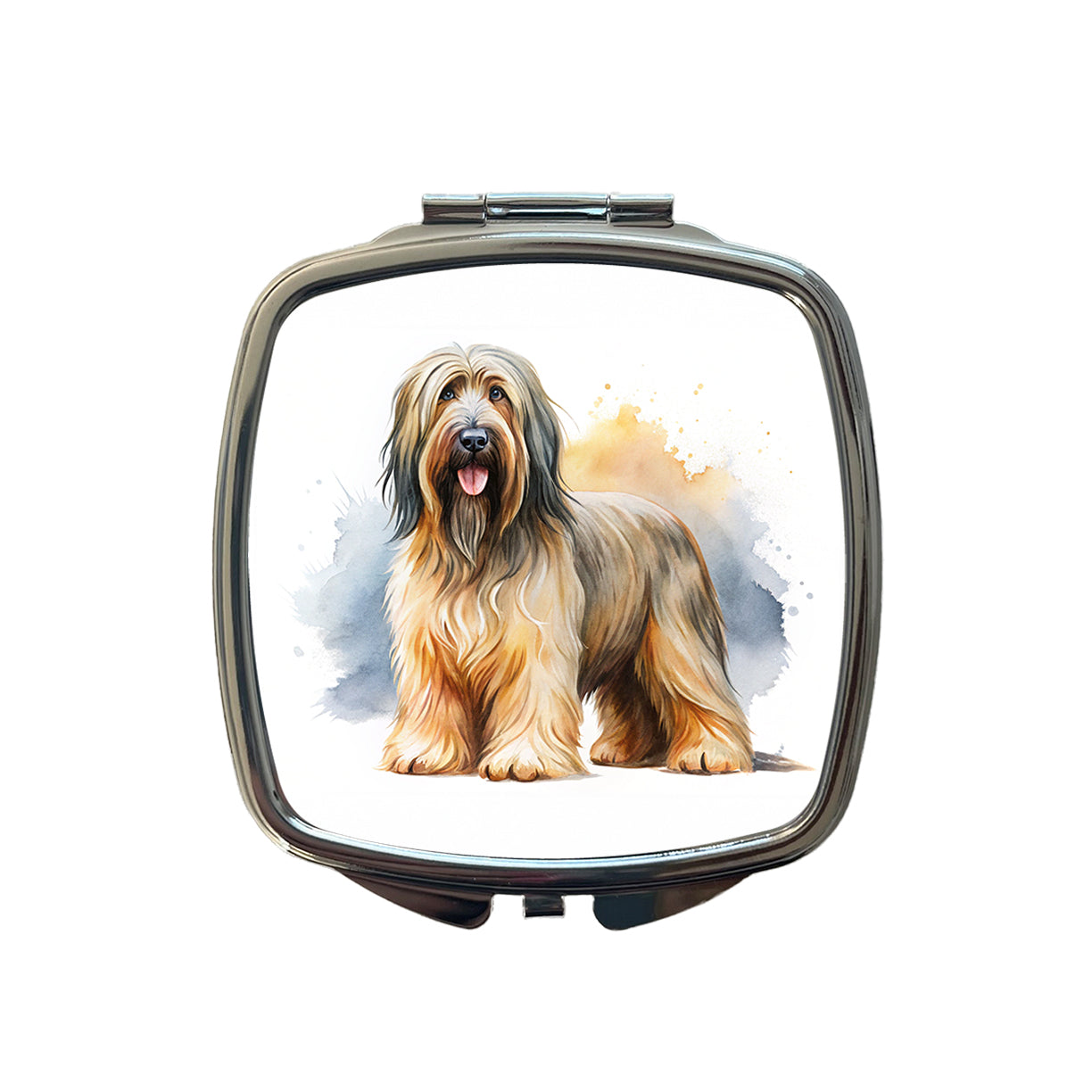 Briard Dog Watercolor Style Small Travel Purse Handbag Pocket Makeup Compact Mirror