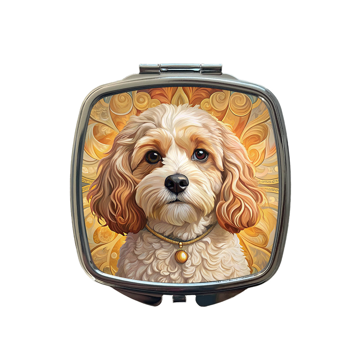 Cavachon Dog Art Nouveau Small Travel Purse Handbag Pocket Makeup Compact Mirror