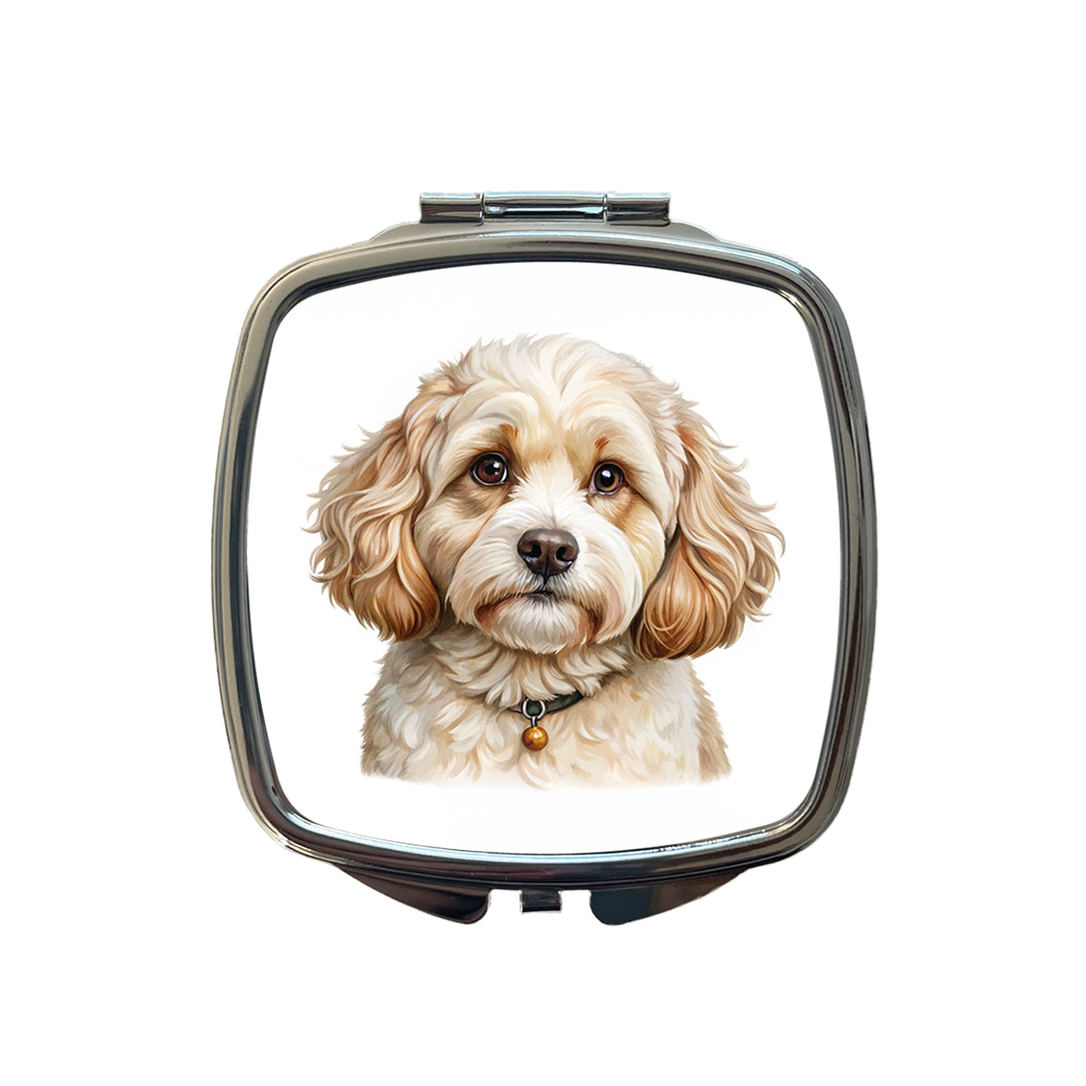 Cavachon Dog Illustration Small Travel Purse Handbag Pocket Makeup Compact Mirror