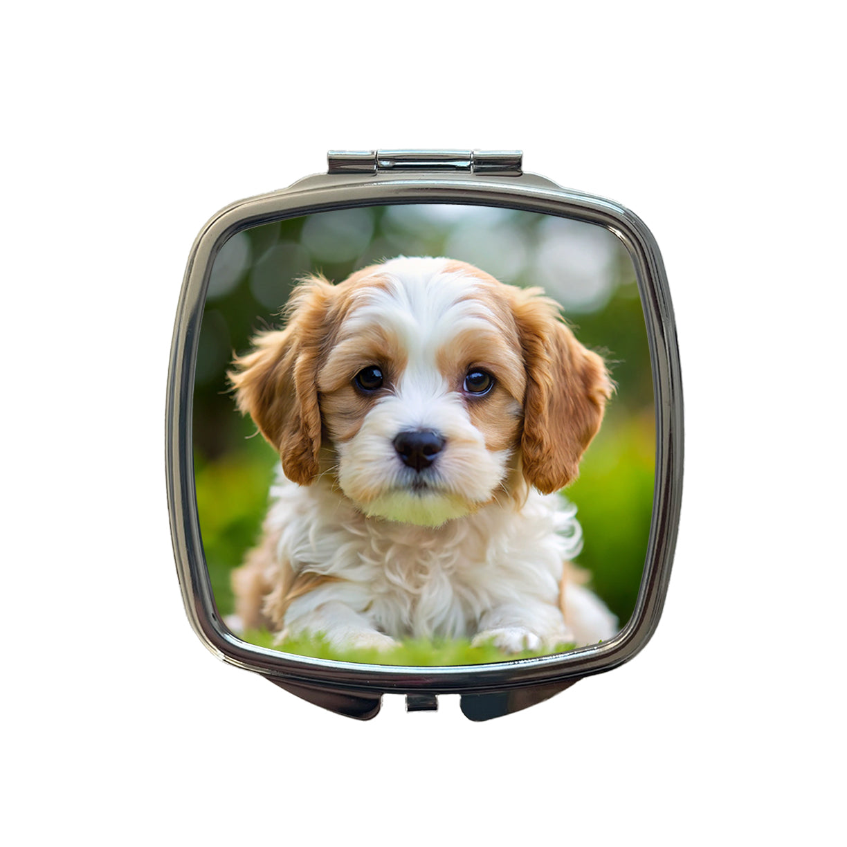 Cavachon Dog Puppy Photo Small Travel Purse Handbag Pocket Makeup Compact Mirror