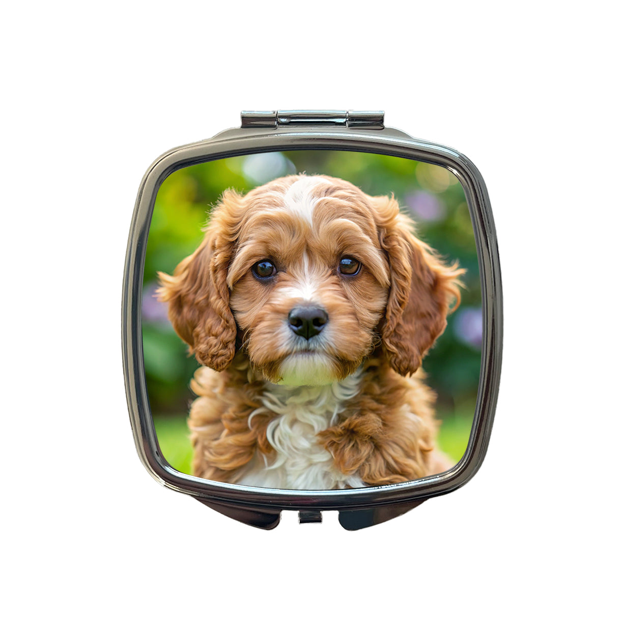 Cavapoo Dog Puppy Photo Small Travel Purse Handbag Pocket Makeup Compact Mirror