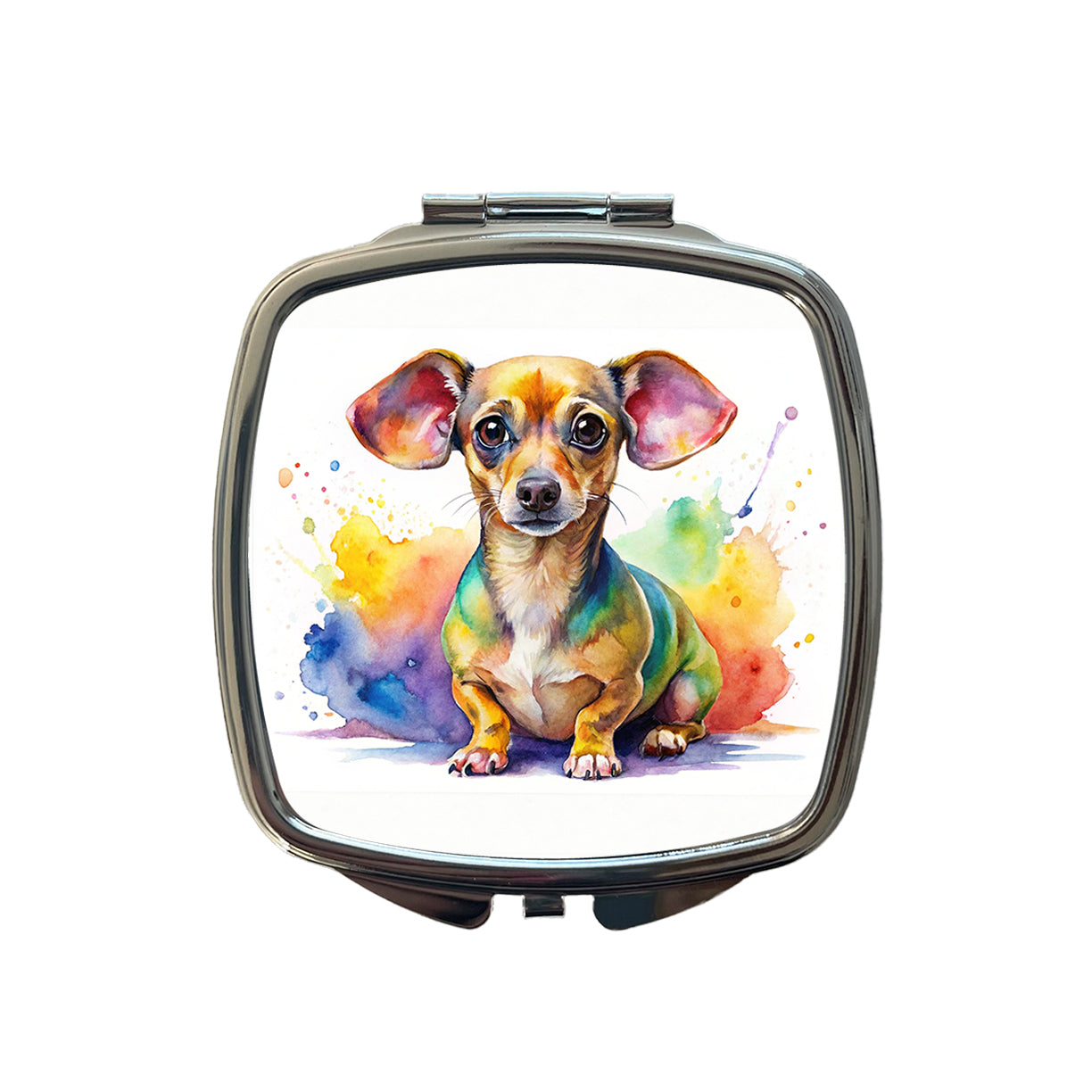 Chiweenie Dog Watercolor Style Small Travel Purse Handbag Pocket Makeup Compact Mirror