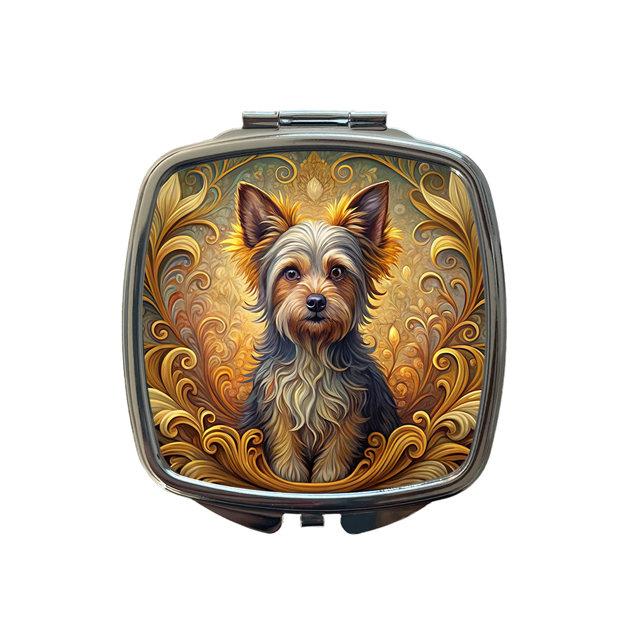 Chorkie Dog Art Nouveau Small Travel Purse Handbag Pocket Makeup Compact Mirror
