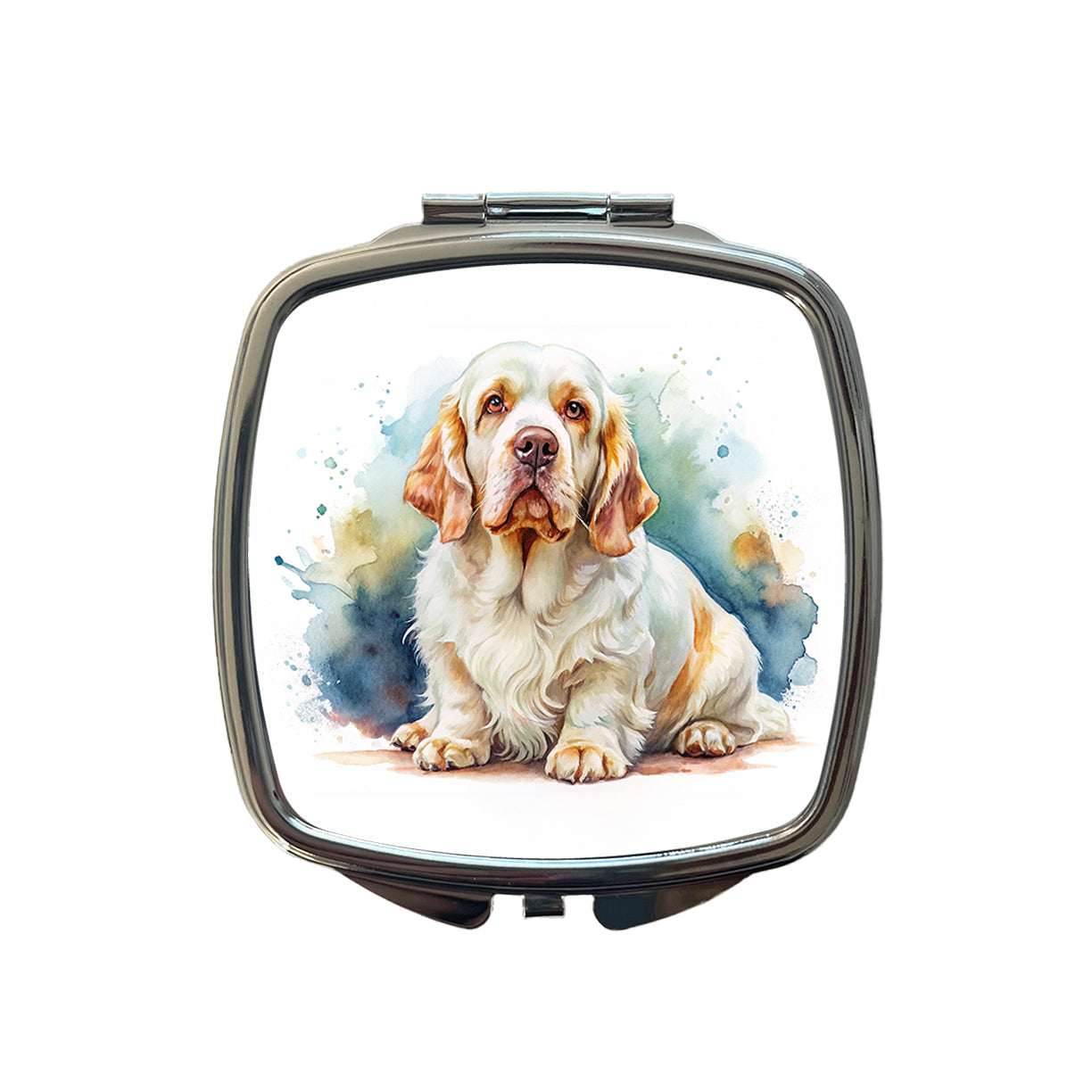 Clumber Spaniel Dog Watercolor Style Small Travel Purse Handbag Pocket Makeup Compact Mirror