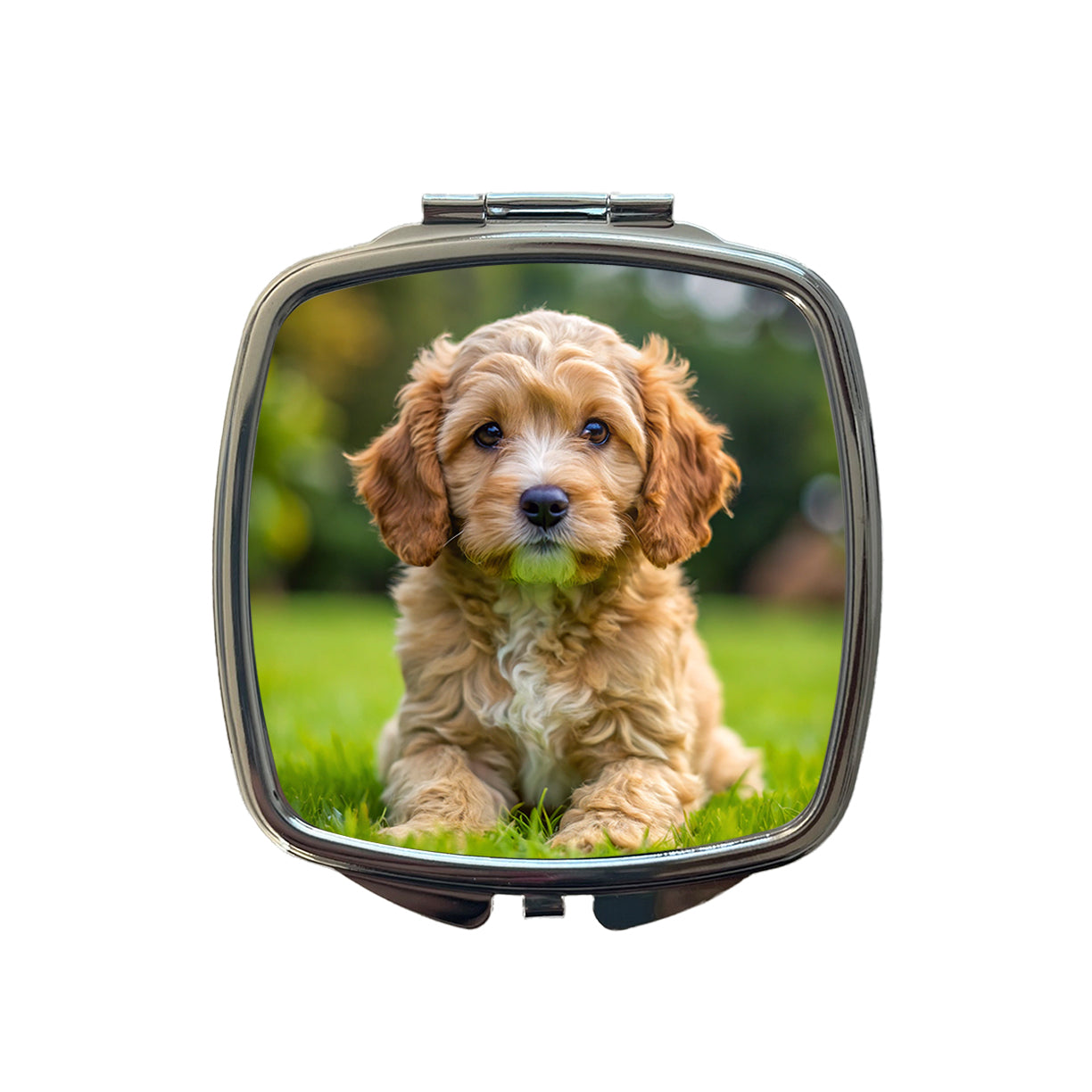 Cockapoo Dog Puppy Photo Small Travel Purse Handbag Pocket Makeup Compact Mirror