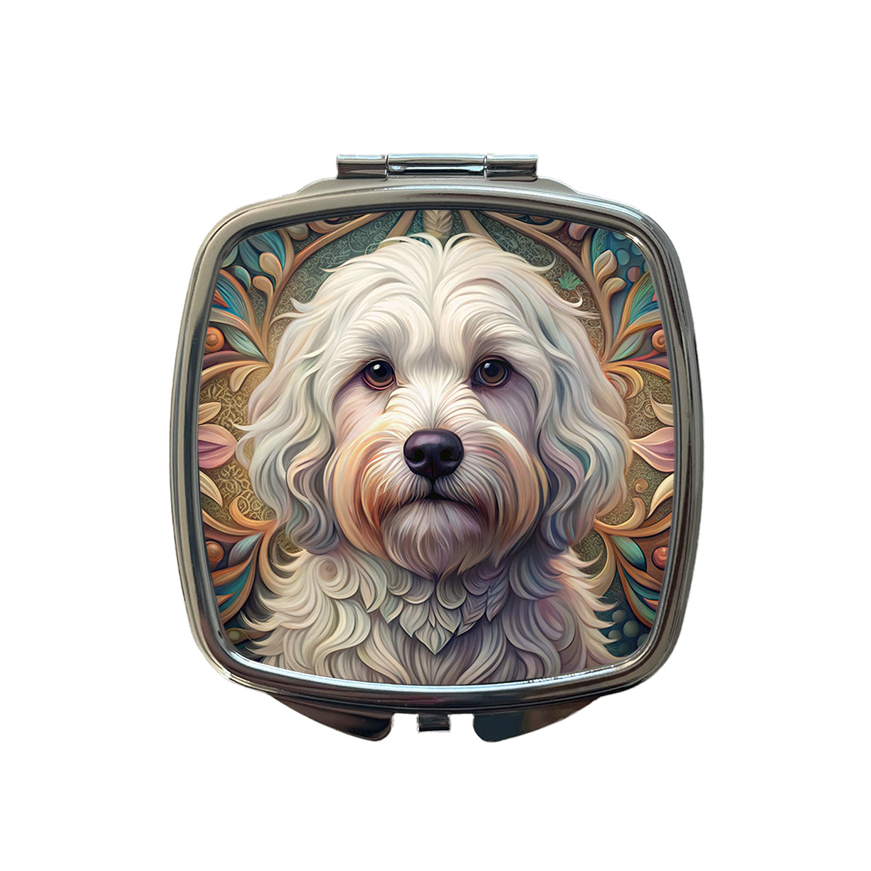Coton De Tulear Dog Art Nouveau Small Travel Purse Handbag Pocket Makeup Compact Mirror