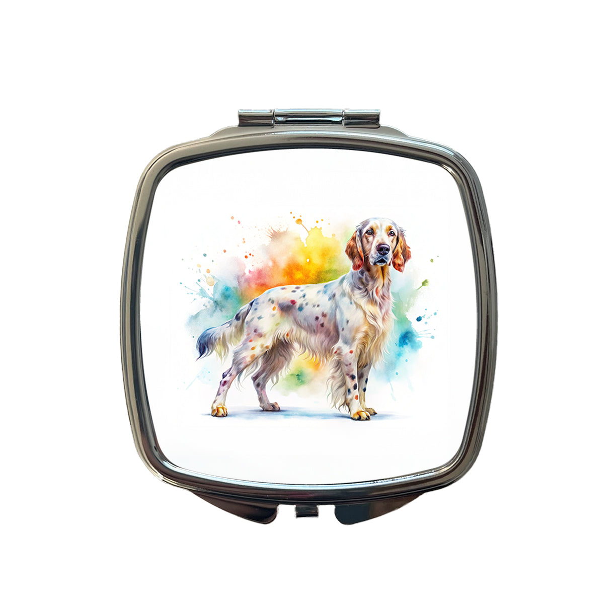English Setter Dog Watercolor Style Small Travel Purse Handbag Pocket Makeup Compact Mirror