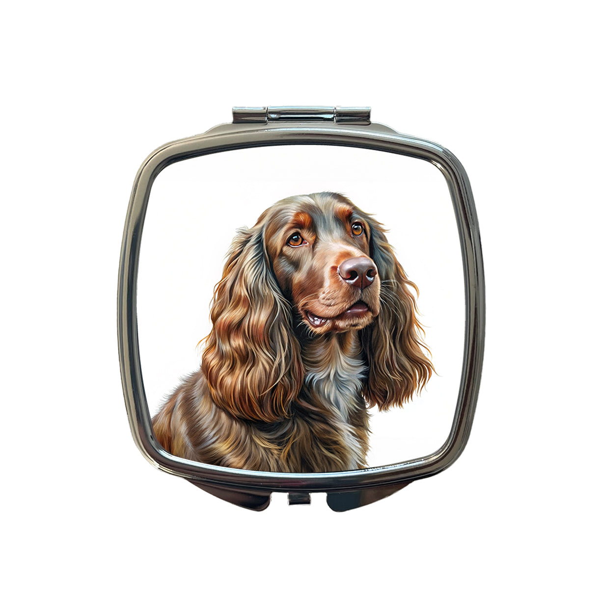 Field Spaniel Dog Illustration Small Travel Purse Handbag Pocket Makeup Compact Mirror