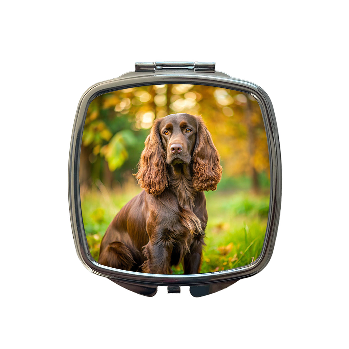 Field Spaniel Dog Photo Small Travel Purse Handbag Pocket Makeup Compact Mirror