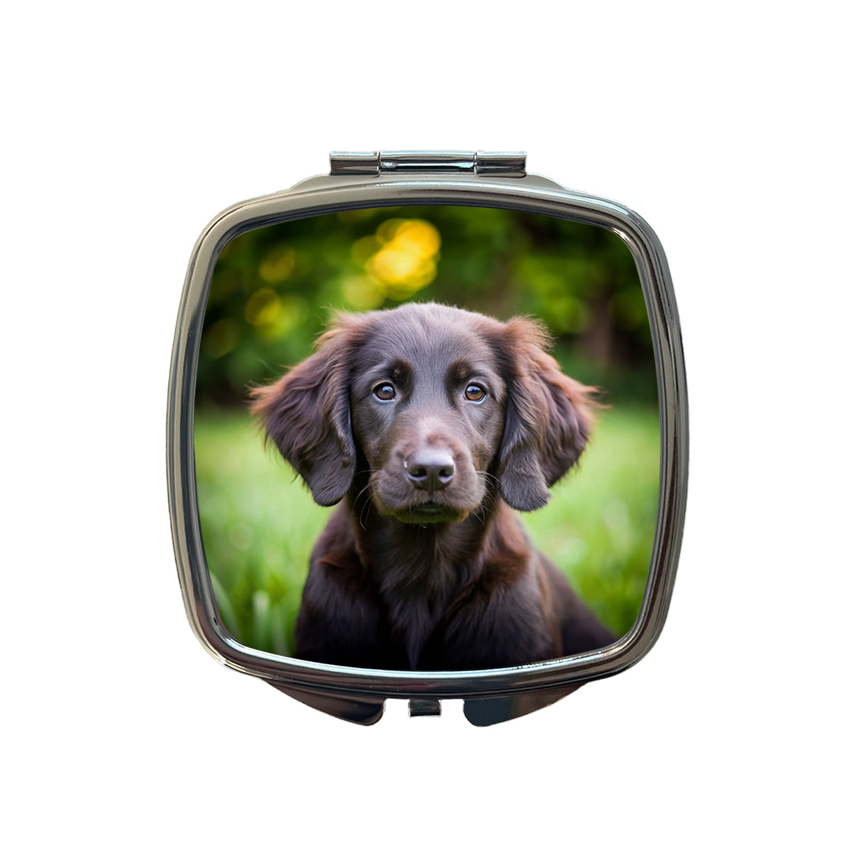 Flat Coated Retriever Dog Puppy Photo Small Travel Purse Handbag Pocket Makeup Compact Mirror