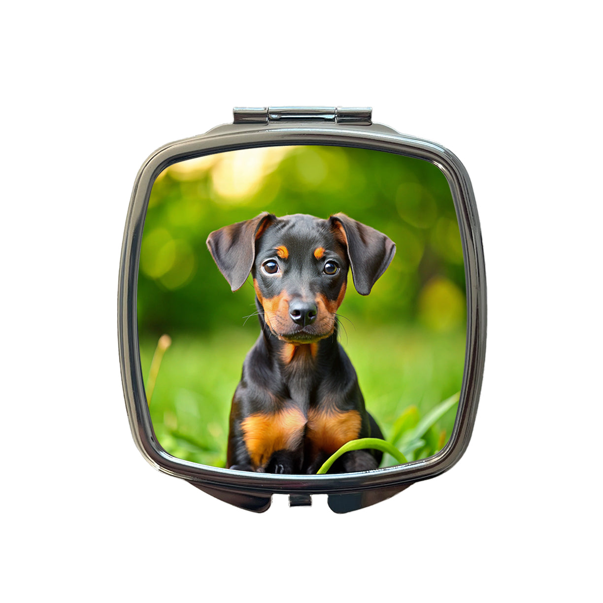 German Pinscher Dog Puppy Photo Small Travel Purse Handbag Pocket Makeup Compact Mirror