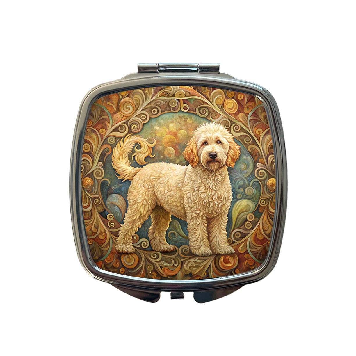 Goldendoodle Dog Art Nouveau Small Travel Purse Handbag Pocket Makeup Compact Mirror