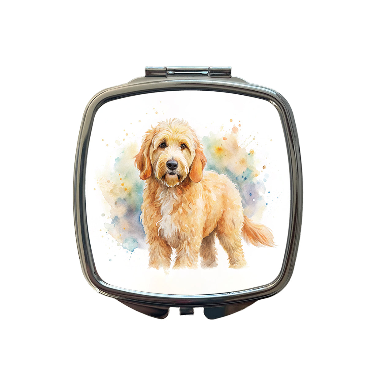 Goldendoodle Dog Watercolor Style Small Travel Purse Handbag Pocket Makeup Compact Mirror