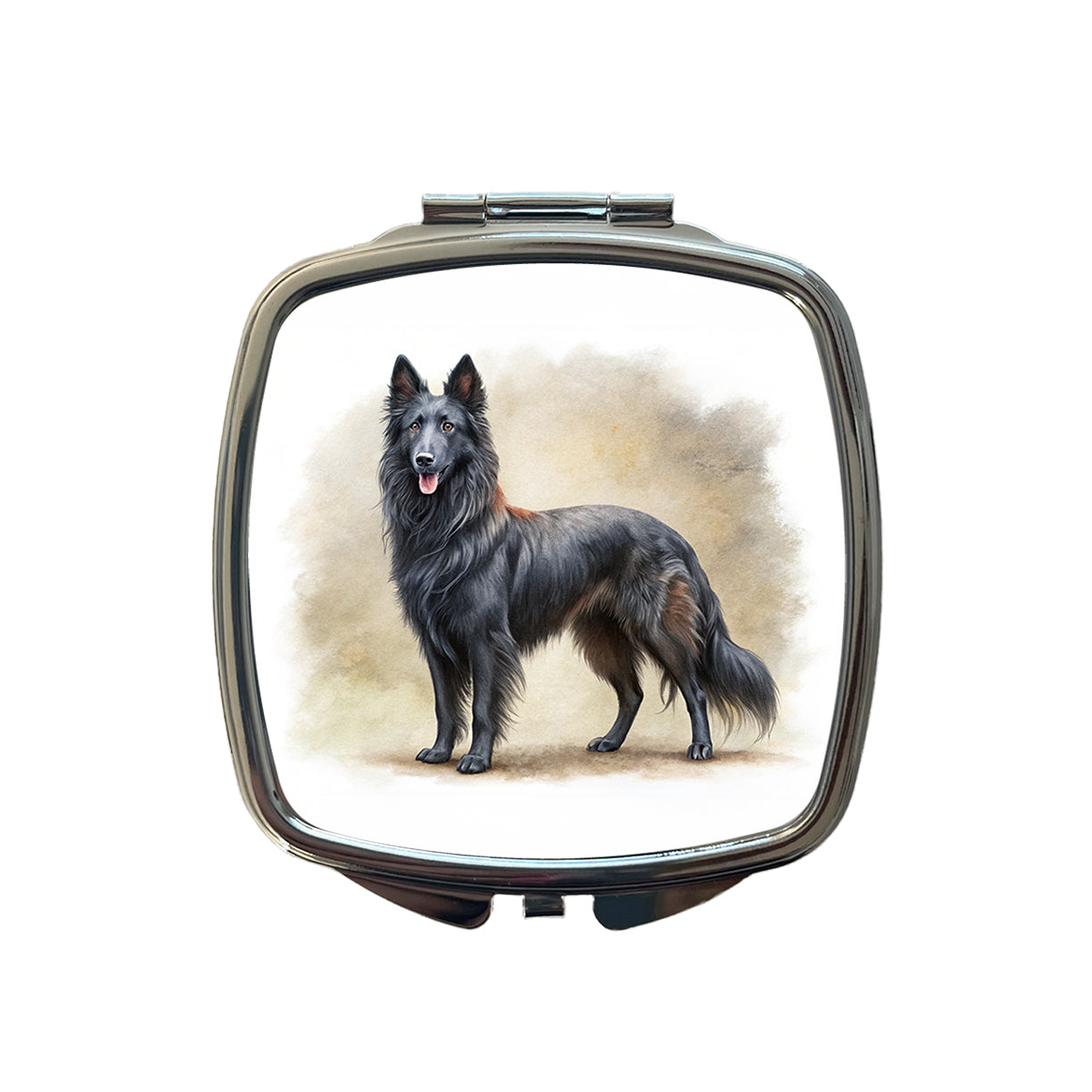 Groenendael Belgian Sheepdog Dog Illustration Small Travel Purse Handbag Pocket Makeup Compact Mirror