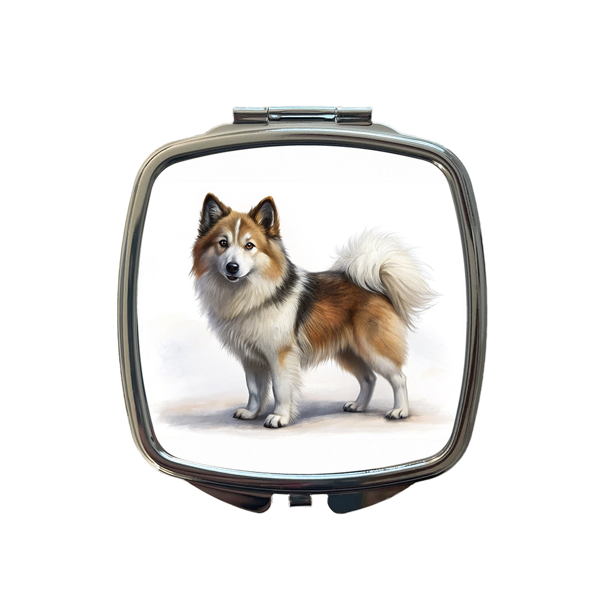 Icelandic Sheepdog Dog Illustration Small Travel Purse Handbag Pocket Makeup Compact Mirror
