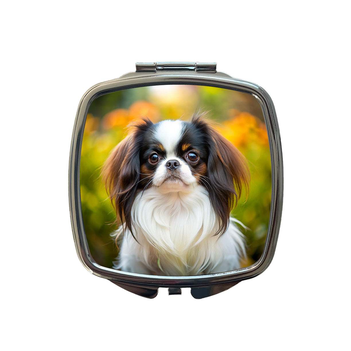 Japanese Chin Dog Photo Small Travel Purse Handbag Pocket Makeup Compact Mirror