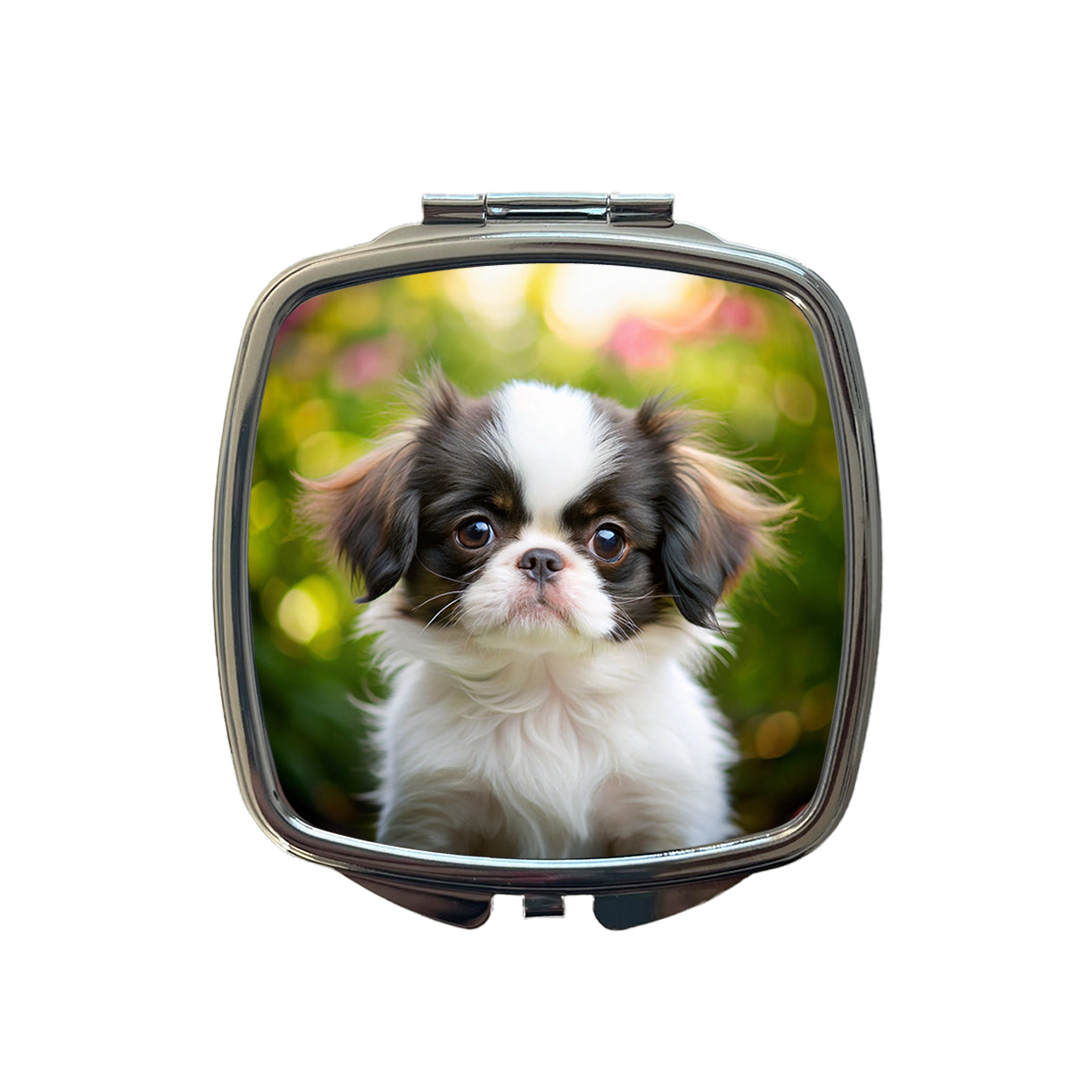 Japanese Chin Dog Puppy Photo Small Travel Purse Handbag Pocket Makeup Compact Mirror