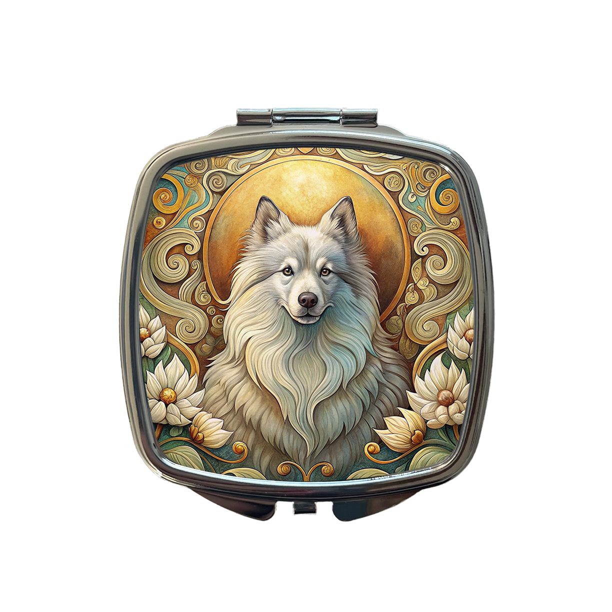 Keeshond Dog Art Nouveau Small Travel Purse Handbag Pocket Makeup Compact Mirror
