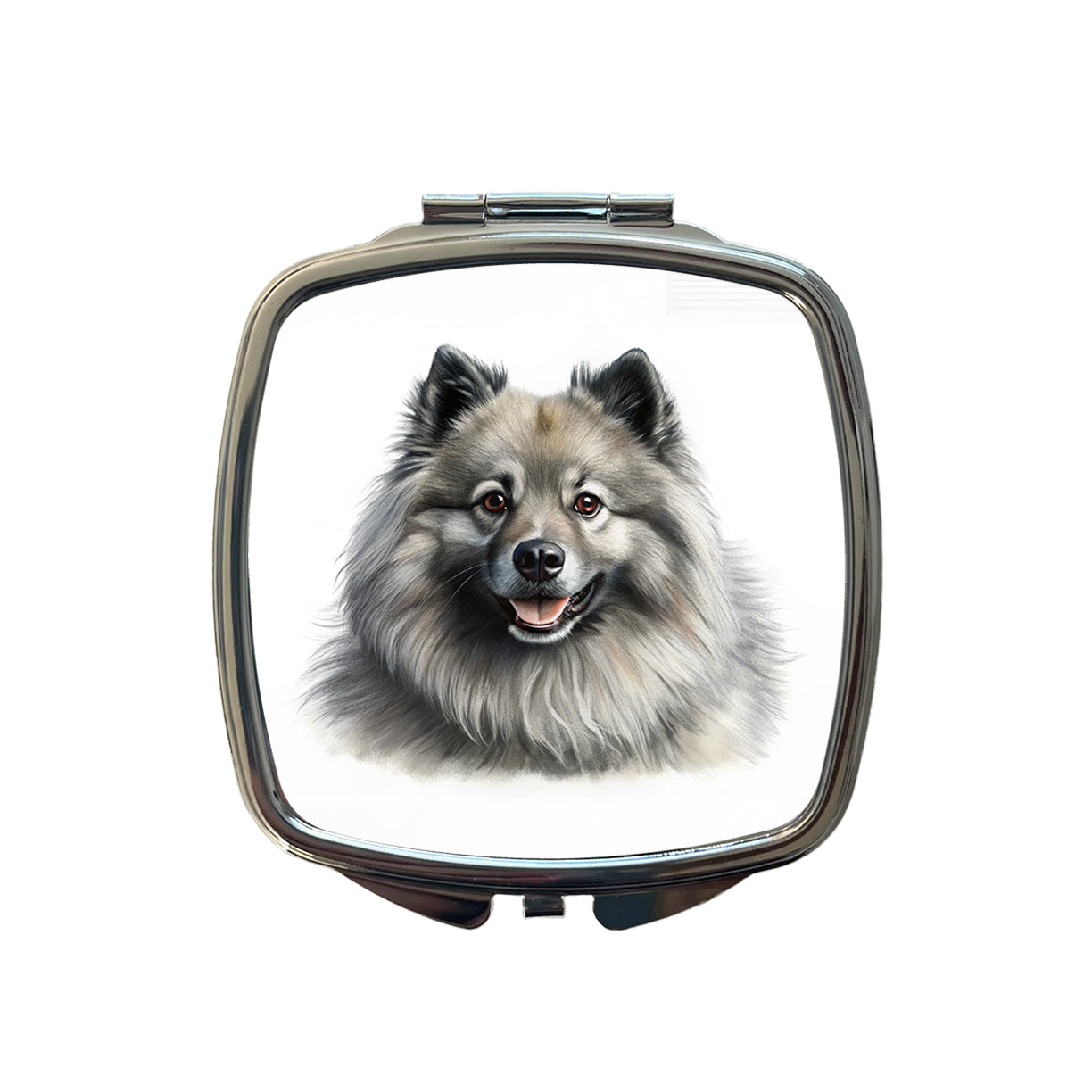 Keeshond Dog Illustration Small Travel Purse Handbag Pocket Makeup Compact Mirror