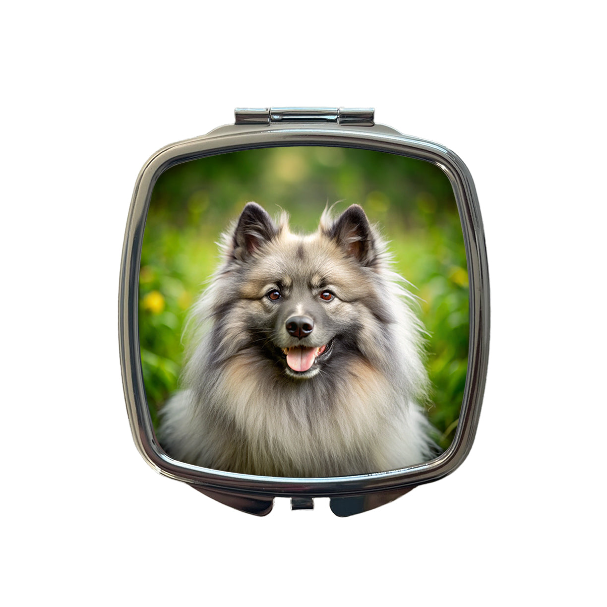 Keeshond Dog Photo Small Travel Purse Handbag Pocket Makeup Compact Mirror