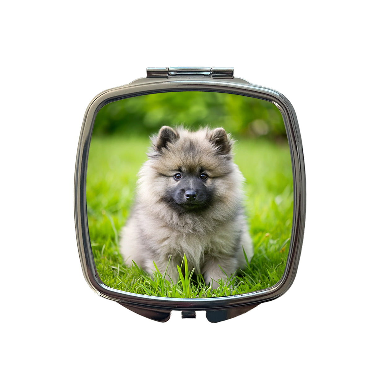 Keeshond Dog Puppy Photo Small Travel Purse Handbag Pocket Makeup Compact Mirror