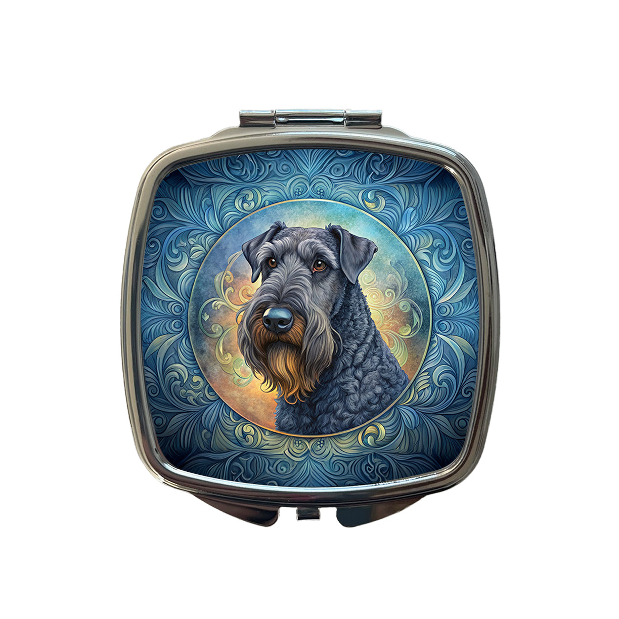 Kerry Blue Terrier Dog Art Nouveau Small Travel Purse Handbag Pocket Makeup Compact Mirror