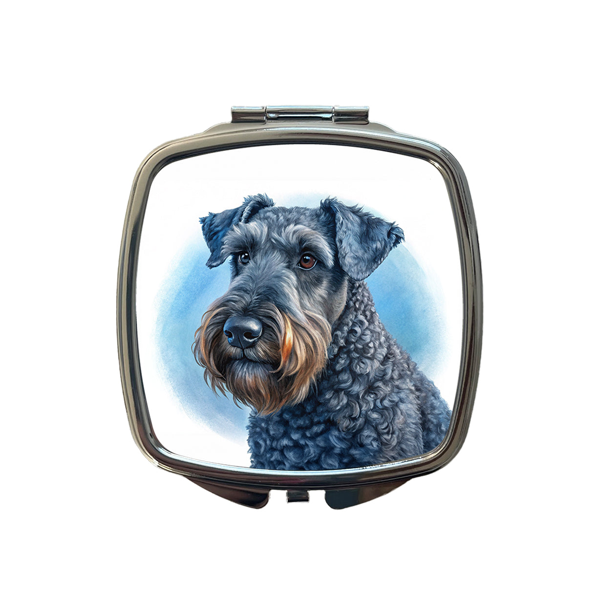 Kerry Blue Terrier Dog Illustration Small Travel Purse Handbag Pocket Makeup Compact Mirror