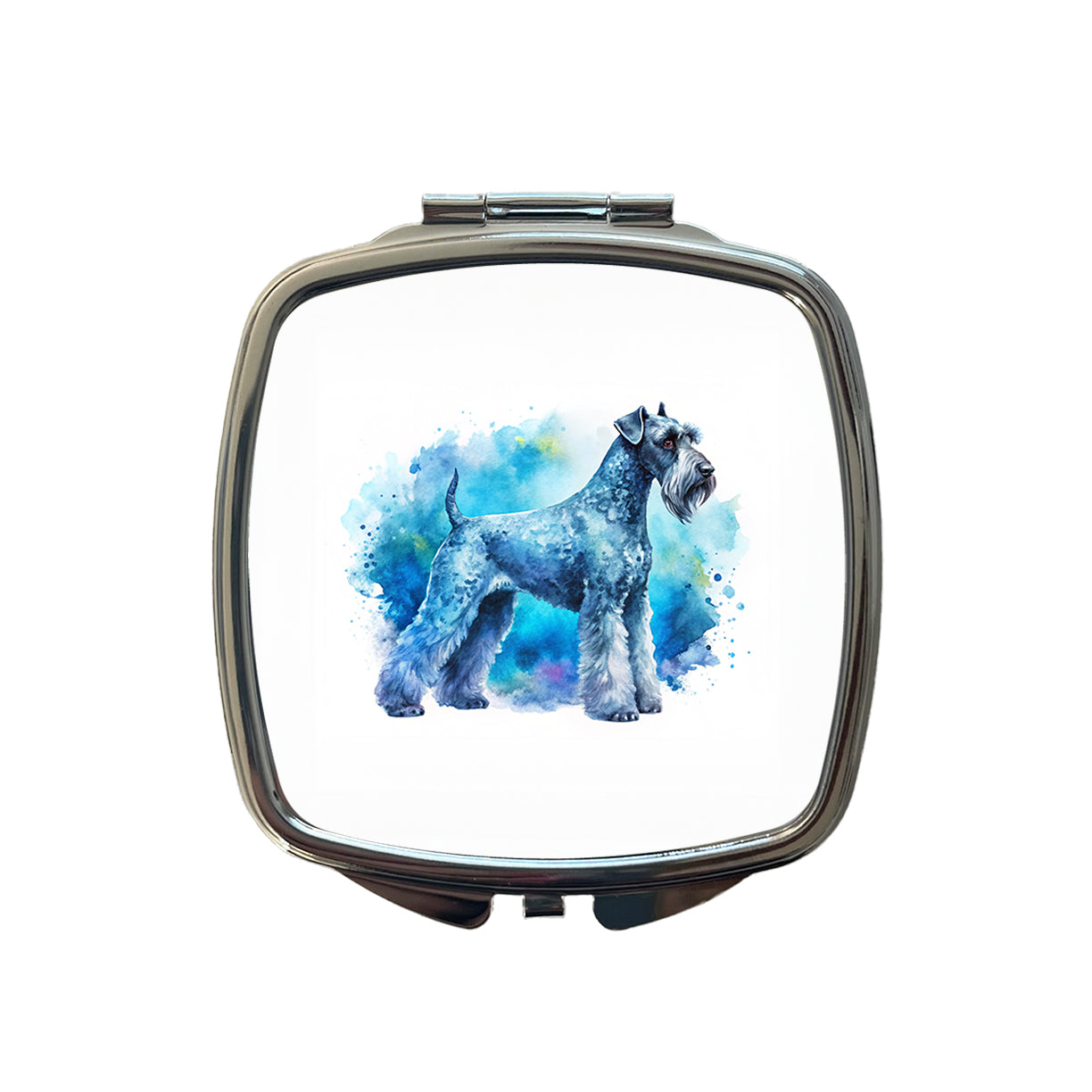 Kerry Blue Terrier Dog Watercolor Style Small Travel Purse Handbag Pocket Makeup Compact Mirror