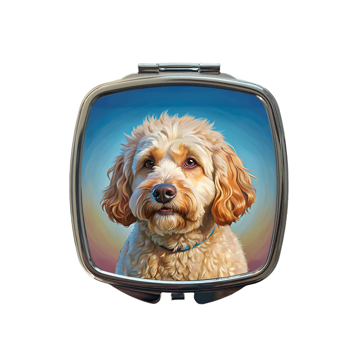 Labradoodle Dog Illustration Small Travel Purse Handbag Pocket Makeup Compact Mirror