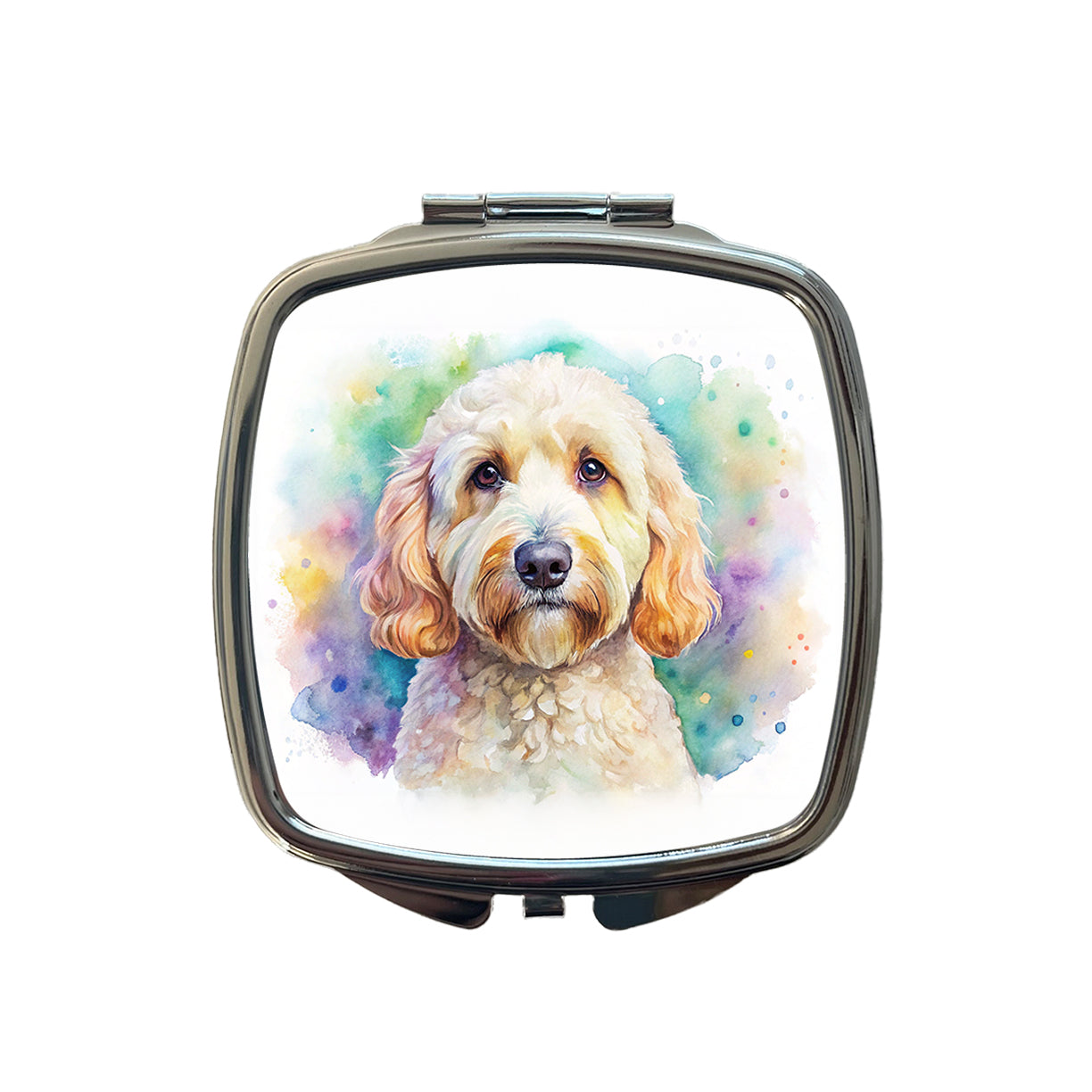 Labradoodle Dog Watercolor Style Small Travel Purse Handbag Pocket Makeup Compact Mirror