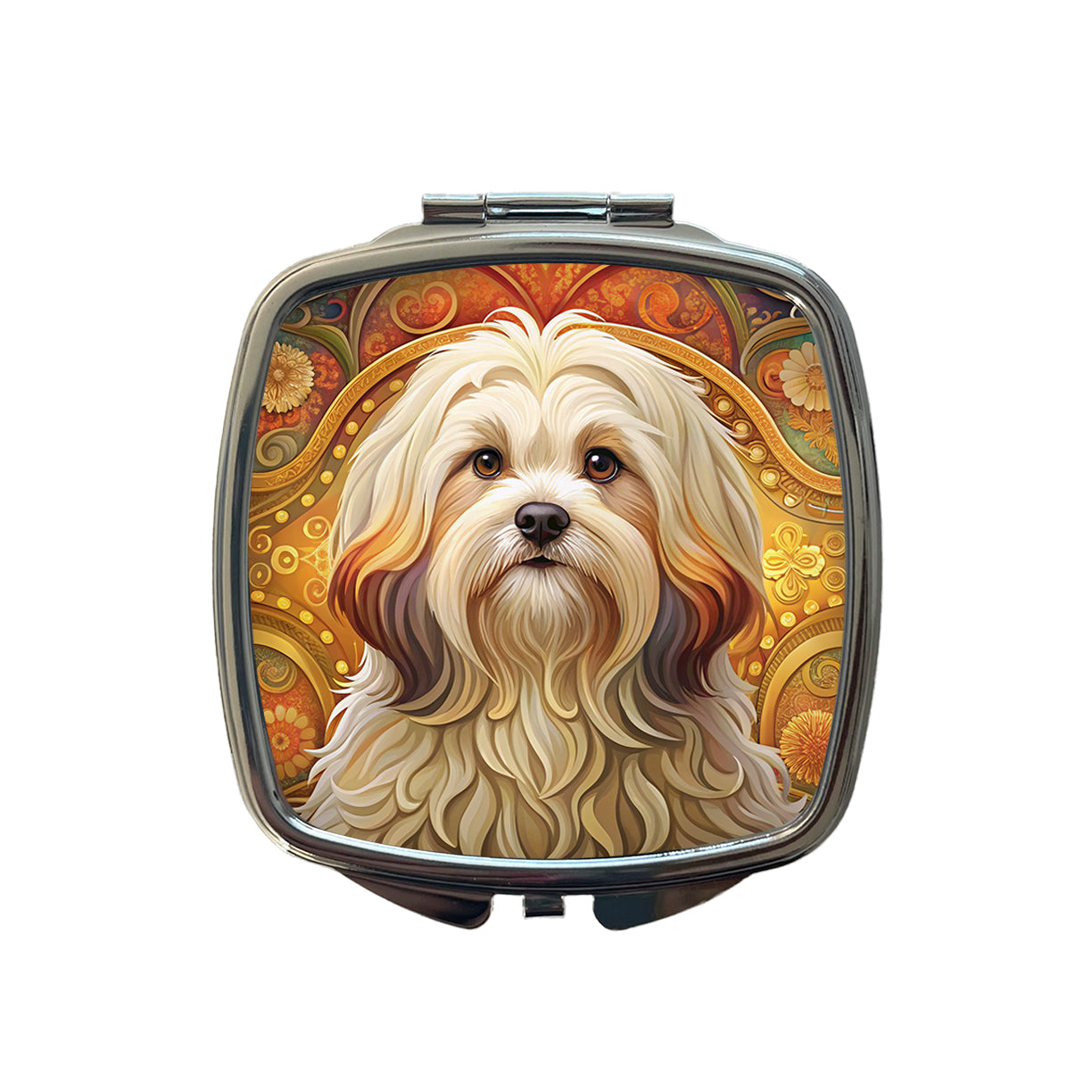 Lhasa Apso Dog Art Nouveau Small Travel Purse Handbag Pocket Makeup Compact Mirror