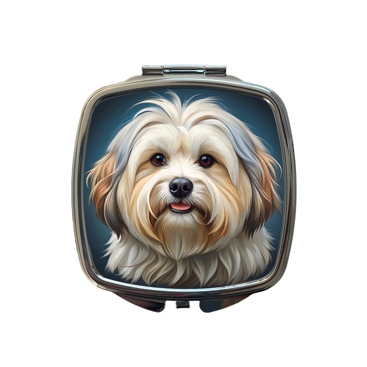 Lhasa Apso Dog Illustration Small Travel Purse Handbag Pocket Makeup Compact Mirror