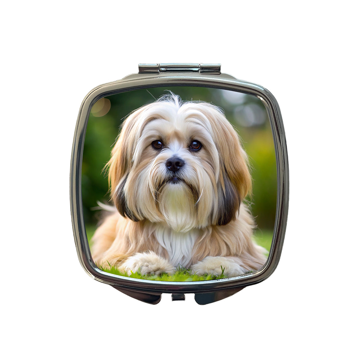 Lhasa Apso Dog Photo Small Travel Purse Handbag Pocket Makeup Compact Mirror