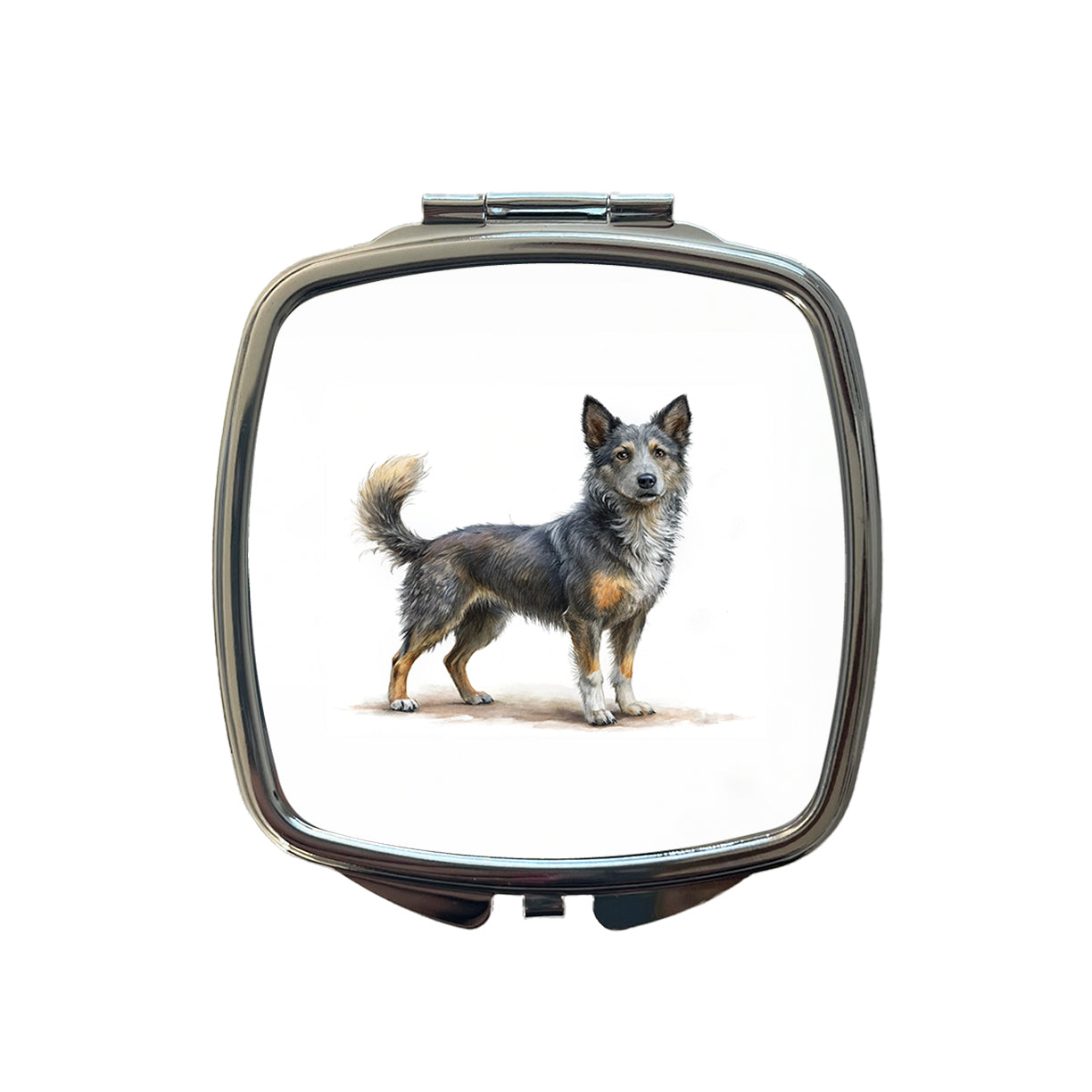 Mudi Dog Illustration Small Travel Purse Handbag Pocket Makeup Compact Mirror