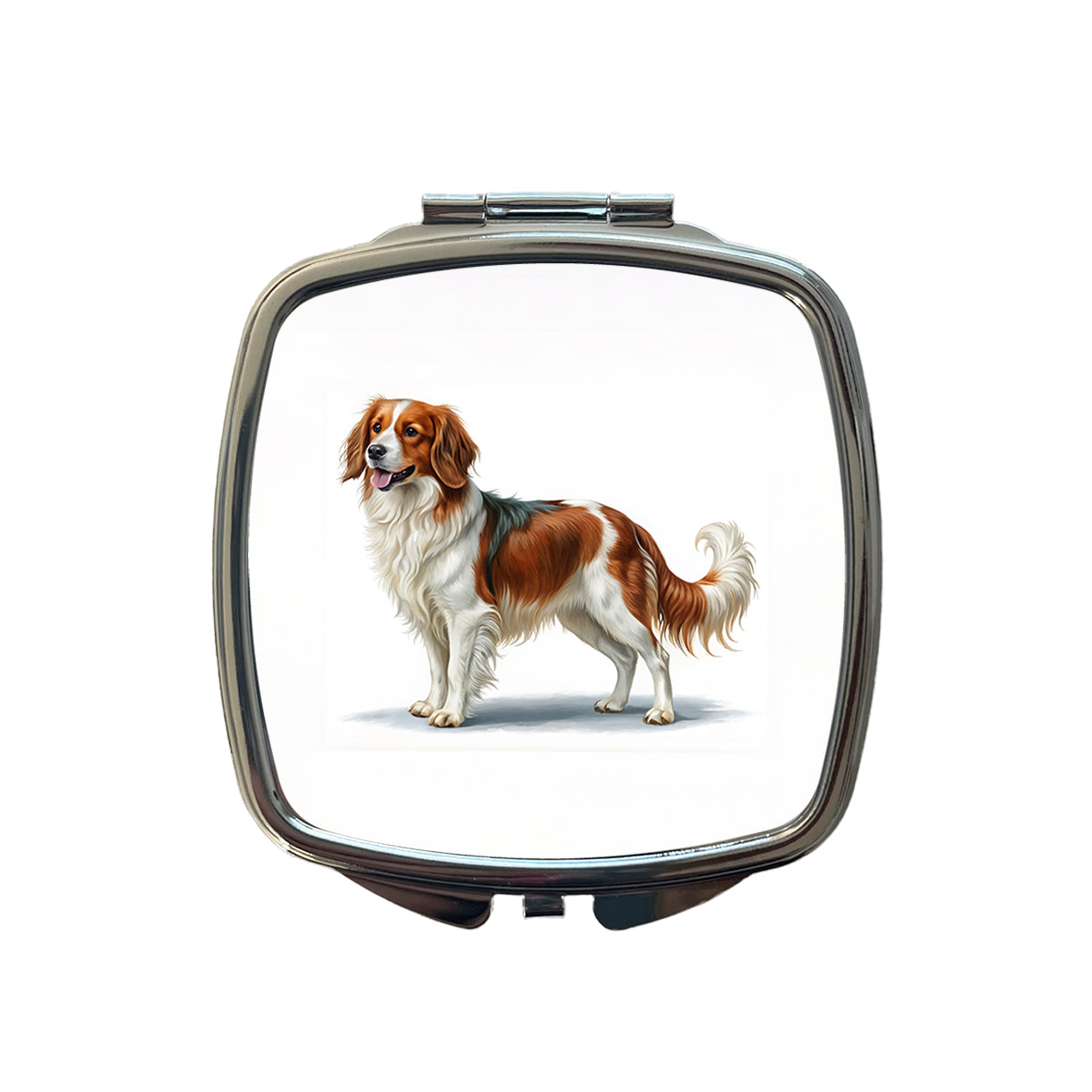 Nederlandse Kooikerhondje Dog Illustration Small Travel Purse Handbag Pocket Makeup Compact Mirror