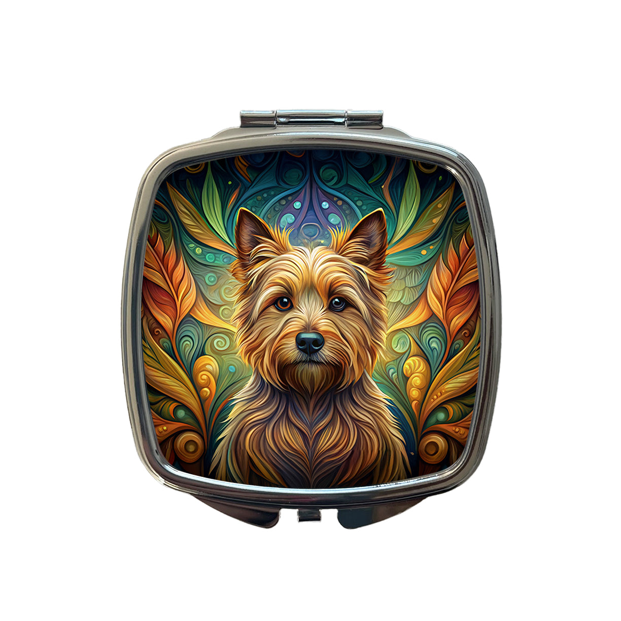 Norwich Terrier Dog Art Nouveau Small Travel Purse Handbag Pocket Makeup Compact Mirror