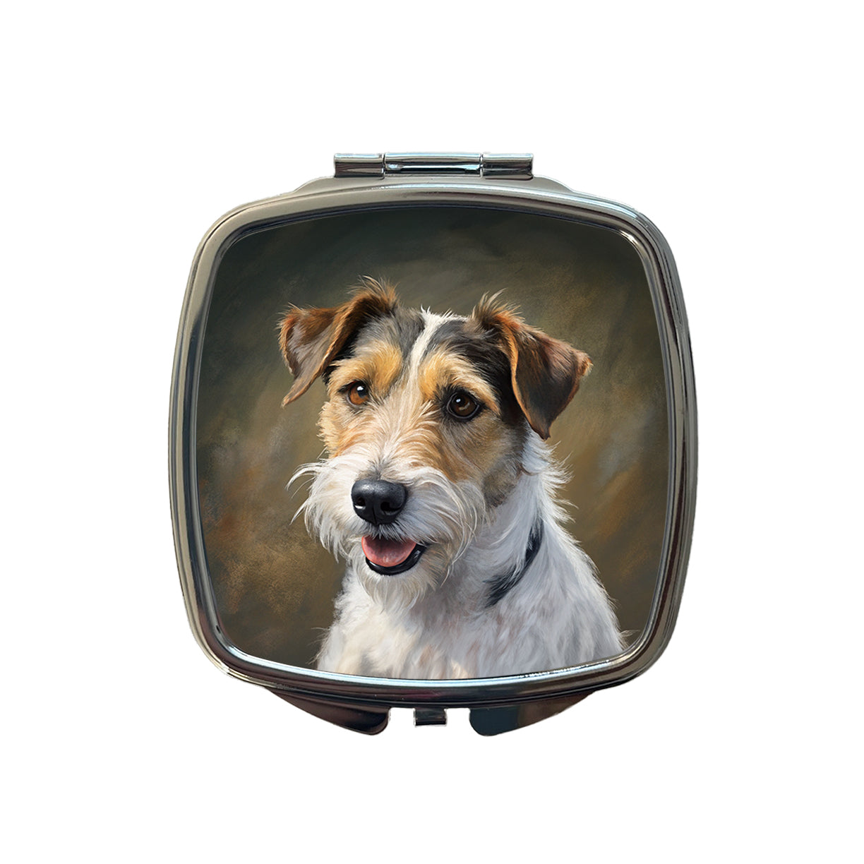 Parson Russell Terrier Dog Illustration Small Travel Purse Handbag Pocket Makeup Compact Mirror
